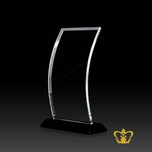 Personalized-crystal-trophy-with-crescent-shape-theme-customize-text-engraving-logo-on-base