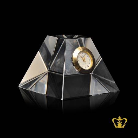 Personalized-crystal-pyramid-with-clock-for-desktop-customized-with-your-name-designation-logo