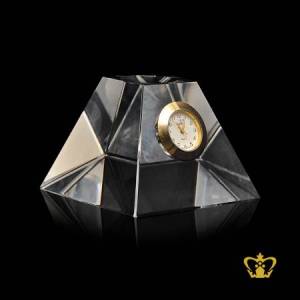 Personalized-crystal-pyramid-with-clock-for-desktop-customized-with-your-name-designation-logo