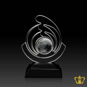 Personalized-crystal-globe-trophy-stands-on-black-crystal-base-customized-logo-text-engraving