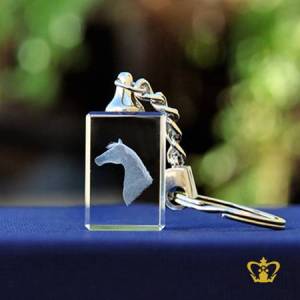 3D-Horse-Head-Laser-Engraved-Crystal-Rectangular-Cube-Key-Chain-Animal-Lover-Gift-Customized-Logo-Text