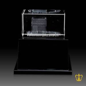 Religious-Islamic-Occasions-Gift-Holy-Kaaba-3D-Laser-Engraved-in-Crystal-Cube-with-Black-Base-Customized-Logo-Text-Ramadan-Eid-Souvenir-