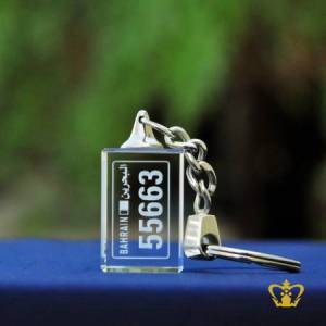 Crystal-cube-key-chain-2D-laser-engraved-with-Vehicle-number-plate-personalized-gift-for-friends-family