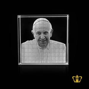 3D-laser-engraved-crystal-cube-his-holiness-pope-Francis-in-Souvenir-Gift