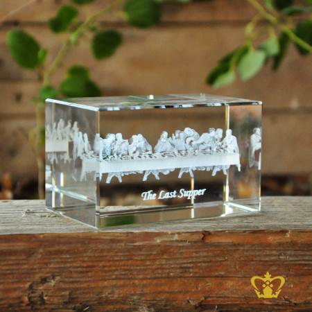 The-last-supper-3D-laser-engraved-crystal-cube-Easter-Baptism-Christian-occasions-Christmas-gifts