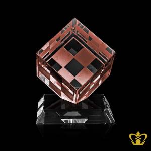 Crystal-Puzzle-Cube-with-Clear-Base-Customized-Logo-Text-Color-Bronze