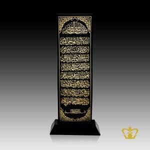 Islamic-gift-black-crystal-crescent-engraved-with-golden-Quran-verse-calligraphy-Ayat-Al-Kursi-hand-crafted-religious-Ramadan-Eid-souvenir-gift