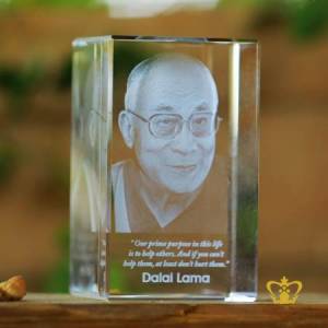 3D-laser-engraved-crystal-rectangular-cube-Dalai-Lama-with-his-most-popular-quotes-etched