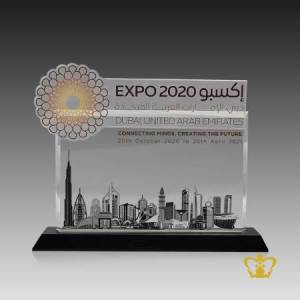 Custom-made-crystal-rectangular-plaque-theme-EXPO-2020-customize-text-engraving-logo-base-UAE-famous-souvenirs