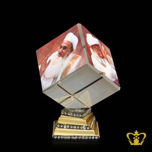 Color-printed-on-crystal-cube-Burhanuddin-Moula-religious-souvenir-gift-Bohra-community