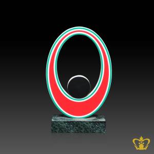 Personalized-marble-oval-art-trophy-black-green-and-red-color-customized-logo-text-