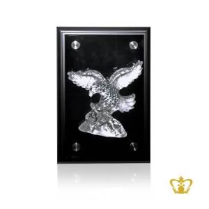 Masterpiece-Artistry-Crystal-Replica-of-a-Falcon-with-Intricate-Design-in-a-Crystal-Black-Frame