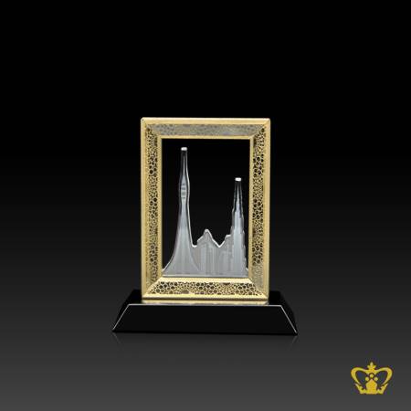 Personalized-crystal-Dubai-frame-with-skyline-2D-laser-engrave-with-black-base