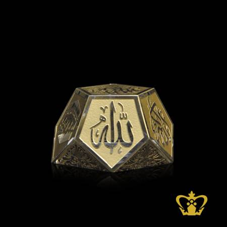 Crystal-golden-cube-engraved-Arabic-word-calligraphy-Allah-Bismillah-Ir-Rahman-Ir-Rahim-Muhammed-Rasul-Allah-Islamic-religious-occasion-souvenir-Ramadan-Eid-gift
