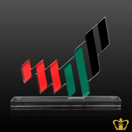UAE-map-flag-colour-crystal-cutout-with-clear-mirror-base-UAE-national-day-gift