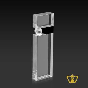 Self-standing-handcrafted-optic-clear-and-black-crystal-cyber-trophy-with-globe-customize-text-logo-engraving