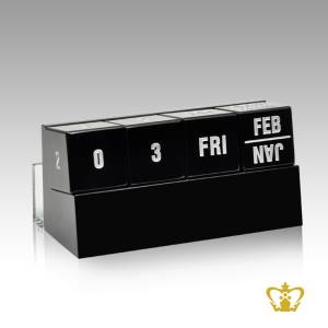 Life-time-crystal-black-calendar-with-card-holder-for-desktop-customized-text-engraving-logo