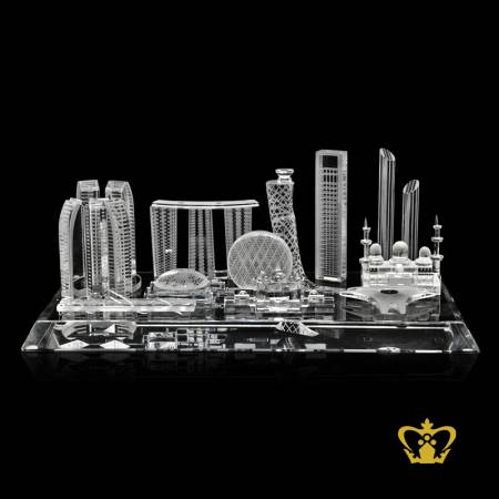 Abu-Dhabi-skyline-famous-landmark-crystal-replica-with-clear-base-tourist-gift-souvenir-customized-logo-text