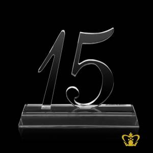 Number-15-crystal-cutout-fifteen-years-appreciation-service-award-trophy-with-clear-base-customized-logo-text