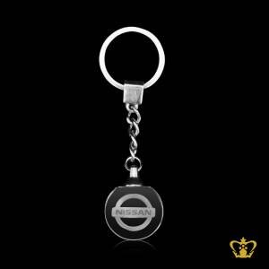 Crystal-round-key-chain-2D-laser-engrave-car-logo