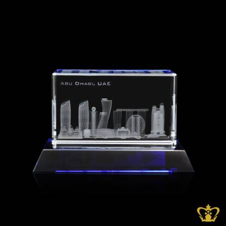 BLG-CUBE-LASER-60X60X100MM-ABU-DHABI-SKYLINE-W-BLUE-BASE