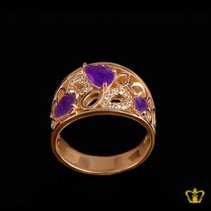 Rose-gold-ring-embellished-with-sparkling-purple-and-clear-crystal-diamond-lovely-gift-for-her