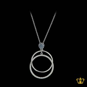 Round-silver-pendant-inlaid-with-blue-crystal-diamonds-lovely-gift-for-her