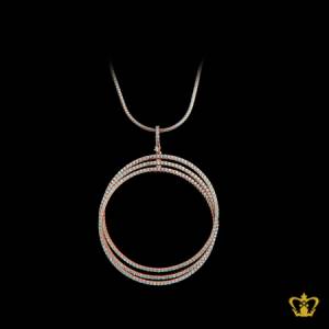 Exquisite-round-pendant-pink-gold-embellish-with-crystal-diamond-elegant-gift-for-her