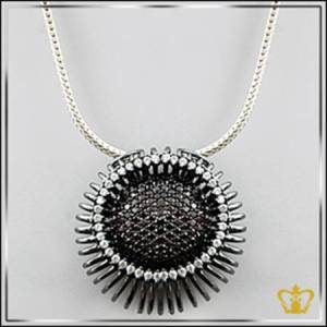 Exquisite-brown-and-clear-crystal-round-pendant-elegant-gift-for-her