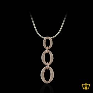 Oval-shape-dangling-pendant-pink-golden-inlaid-with-crystal-diamond