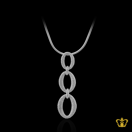 Oval-shape-dangling-pendant-silver-inlaid-with-crystal-diamond