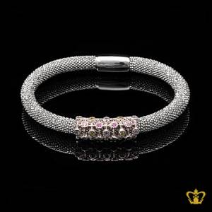 Splendid-silver-bangle-inlaid-with-multicolor-crystal-diamond-lovely-gift-for-her