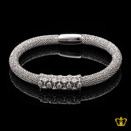Designer-silver-bangle-inlaid-with-crystal-diamond-stylish-gift-for-her