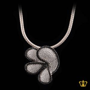 Flower-pendant-embellished-with-sparkling-black-and-clear-crystal-diamond-gorgeous-gift-for-her