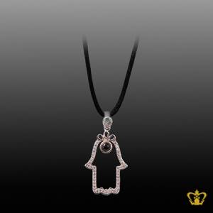 Rhodium-plated-graphic-stone-pendant-embellish-crystal-diamond-and-a-hidden-text-Arabic-word-calligraphy-Ayat-Al-Kursi