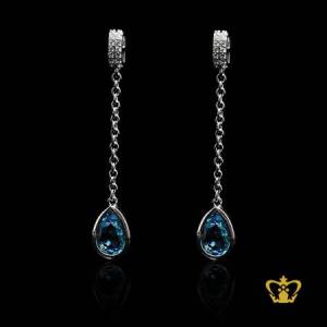Oval-drop-blue-Crystal-earring-lovely-gift-for-her
