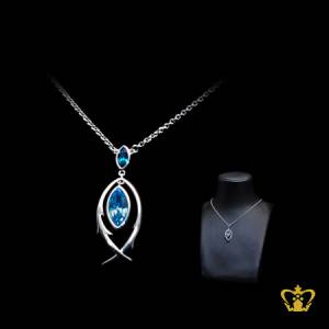 Lovely-dangling-pendant-inlaid-with-crystal-blue-stone-pearl-shape-beautiful-gift-for-her