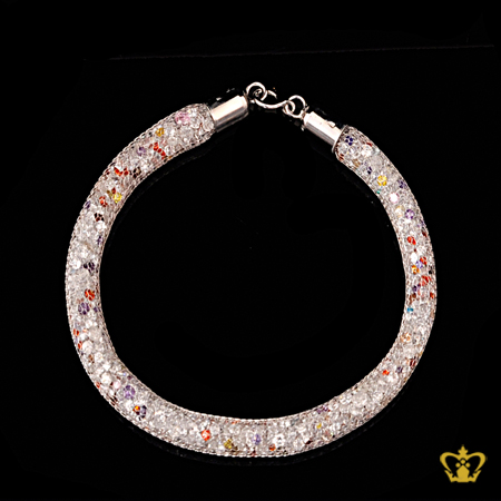 Mesh-tube-silver-bracelet-filled-with-multicolor-crystal-stone-exquisite-jewelry-gift-for-her