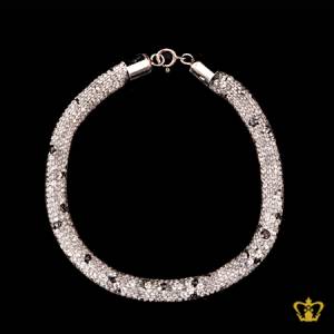 Mesh-tube-bracelet-gray-color-filled-with-white-and-black-crystal-stone-exquisite-jewelry-gift-for-her