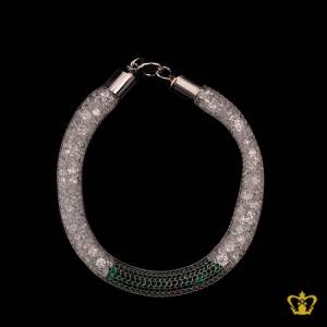 Mesh-tube-bracelet-filled-with-white-and-green-crystal-stone-exquisite-jewelry-gift-for-her