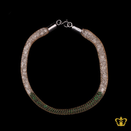 Mesh-tube-bracelet-filled-with-white-and-green-crystal-stone-exquisite-jewelry-gift-for-her