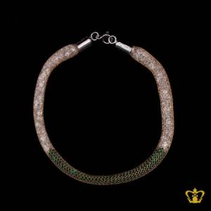 Mesh-tube-bracelet-filled-with-white-and-green-crystal-stone-exquisite-jewelry-gift-for-her