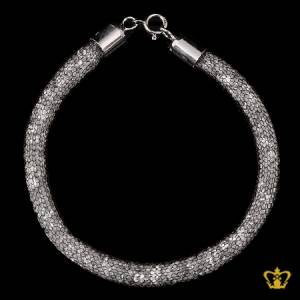 Mesh-tube-bracelet-filled-with-white-and-gray-crystal-stone-exquisite-jewelry-gift-for-her