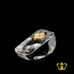 Personalized-Crystal-Paper-Weight-With-Clock-And-Glob-For-Desk-Desktop-Customized-With-Your-Name-Designation-Logo
