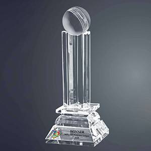 Pillar-trophy-with-globe-on-top-crystal-with-clear-base-customized-text-logo