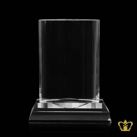 Crystal-pillar-trophy-with-clear-base-customized-logo-text