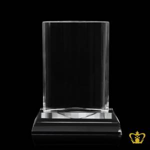 Crystal-pillar-trophy-with-clear-base-customized-logo-text