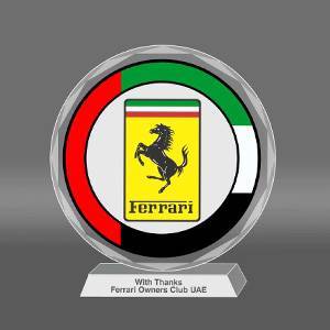 Handcrafted-Crystal-Circle-Trophy-Customized-Text-Engraving-Logo-Base-UAE-Famous-Gifts