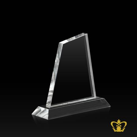 Handcrafted-Optic-Crystal-Trophy-in-Krypton-stands-on-Clear-Base-Custom-Text-Engraving-Logo-Base-UAE-Famous-Souvenirs