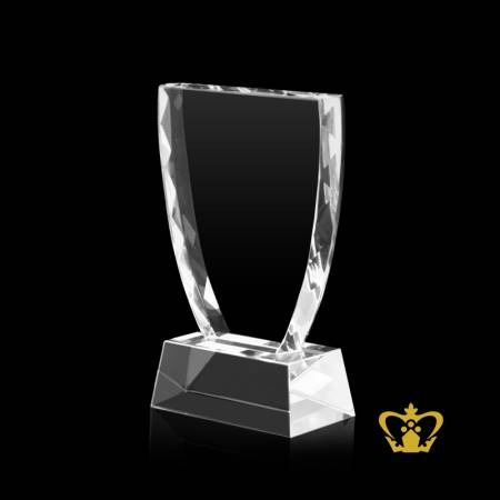 Personalized-crystal-semi-oval-trophy-with-clear-base-customize-text-engraving-logo